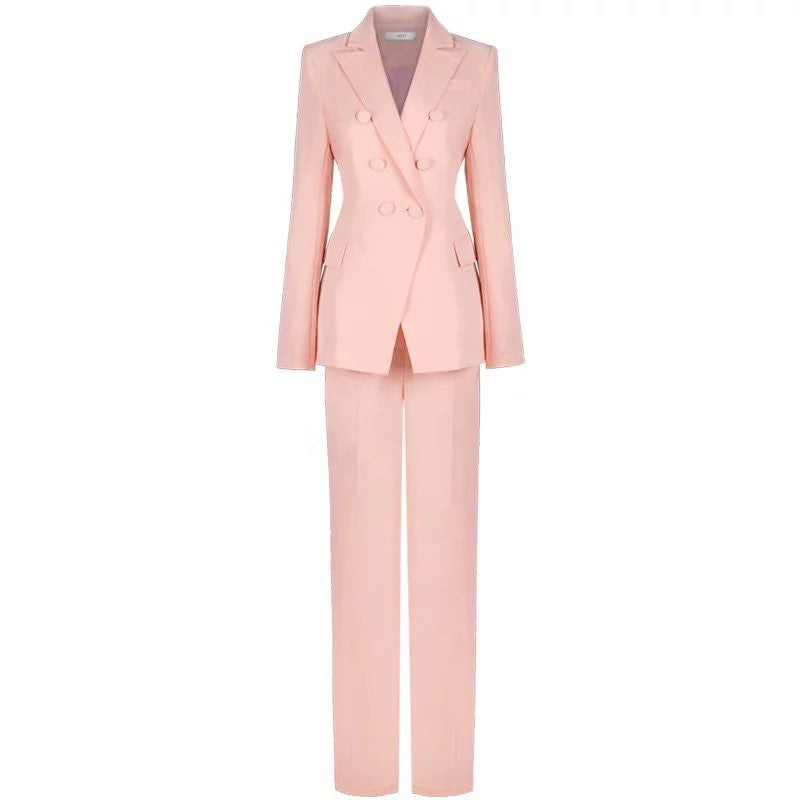 Pink Slim Pants Suits