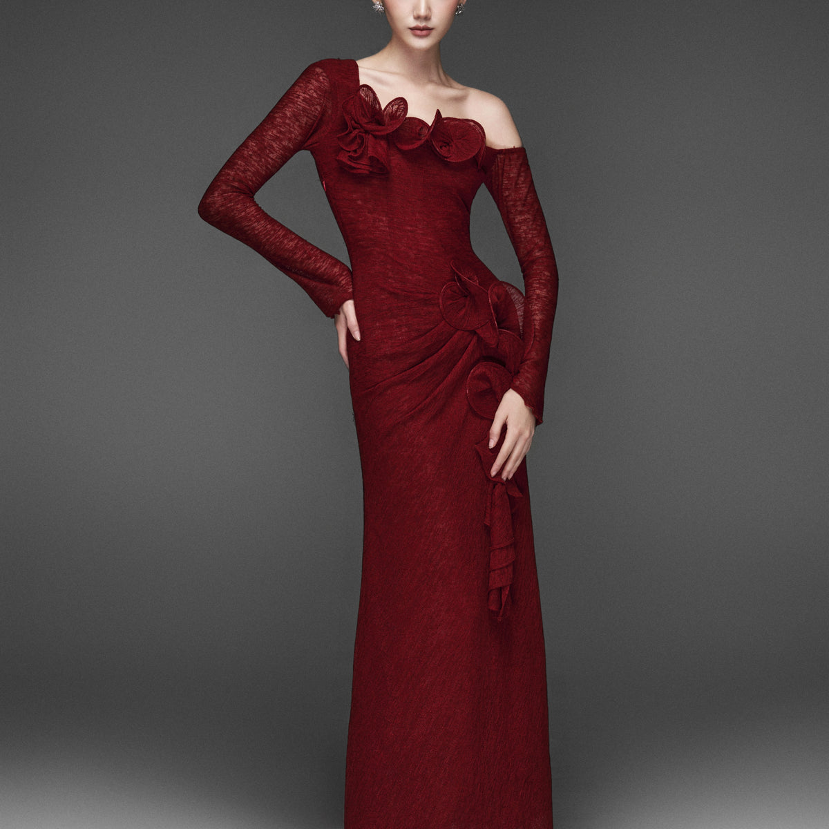 Bloom Long Dark Red Dress (Pre-order)