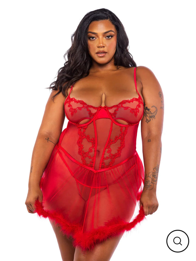 Baroque Heart Babydoll 2-Piece Set