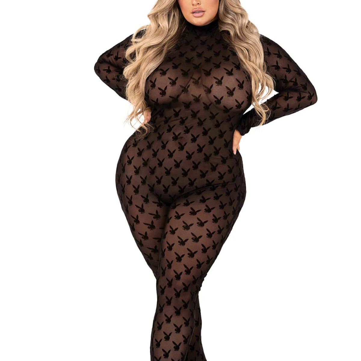2pc Sheer Playboy Bunny Bodysuit