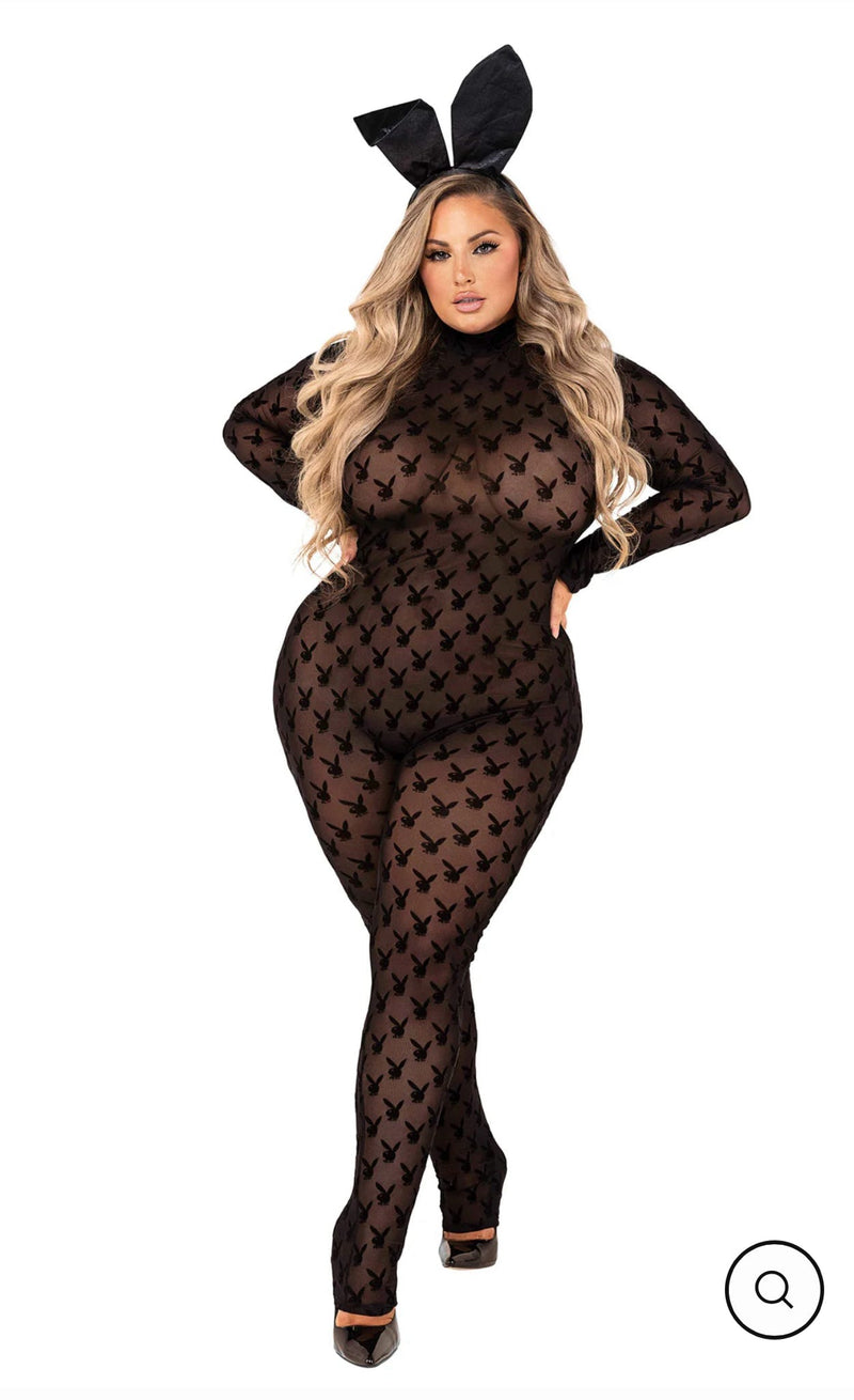 2pc Sheer Playboy Bunny Bodysuit