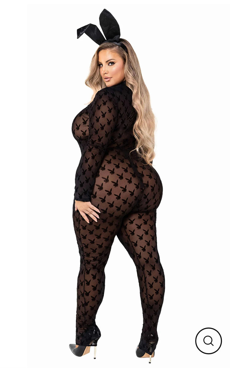 2pc Sheer Playboy Bunny Bodysuit