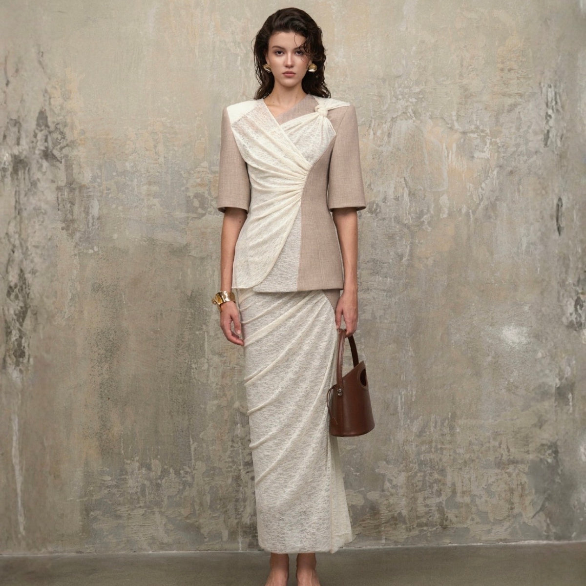 Sandstone Desert Off-White Long Skirt (Pre-order)