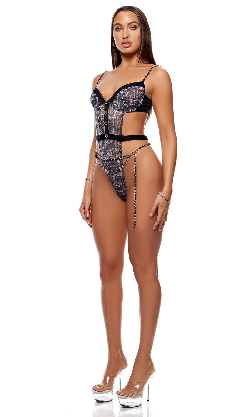 Keep it classy mesh teddy set black white 774703