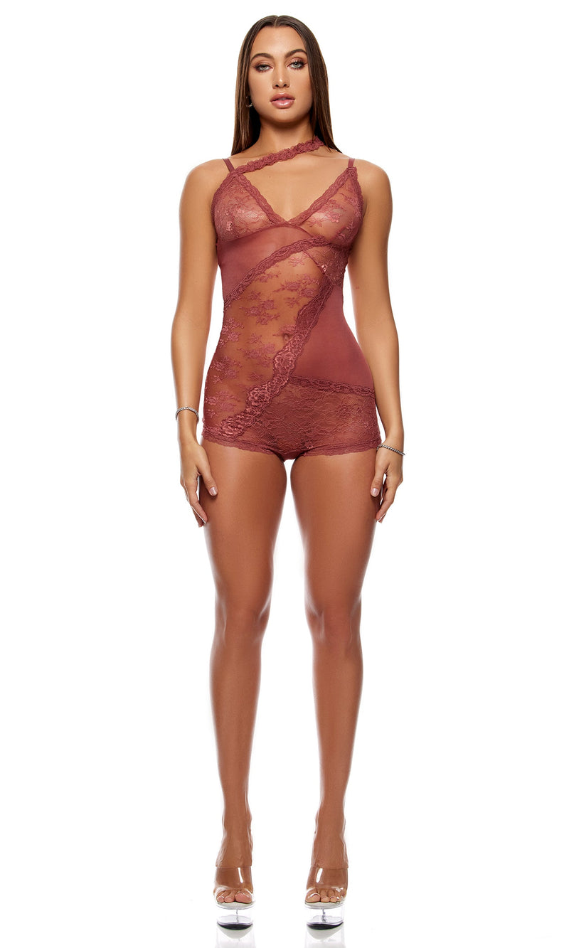 Patch of petals lace romper spice 775110
