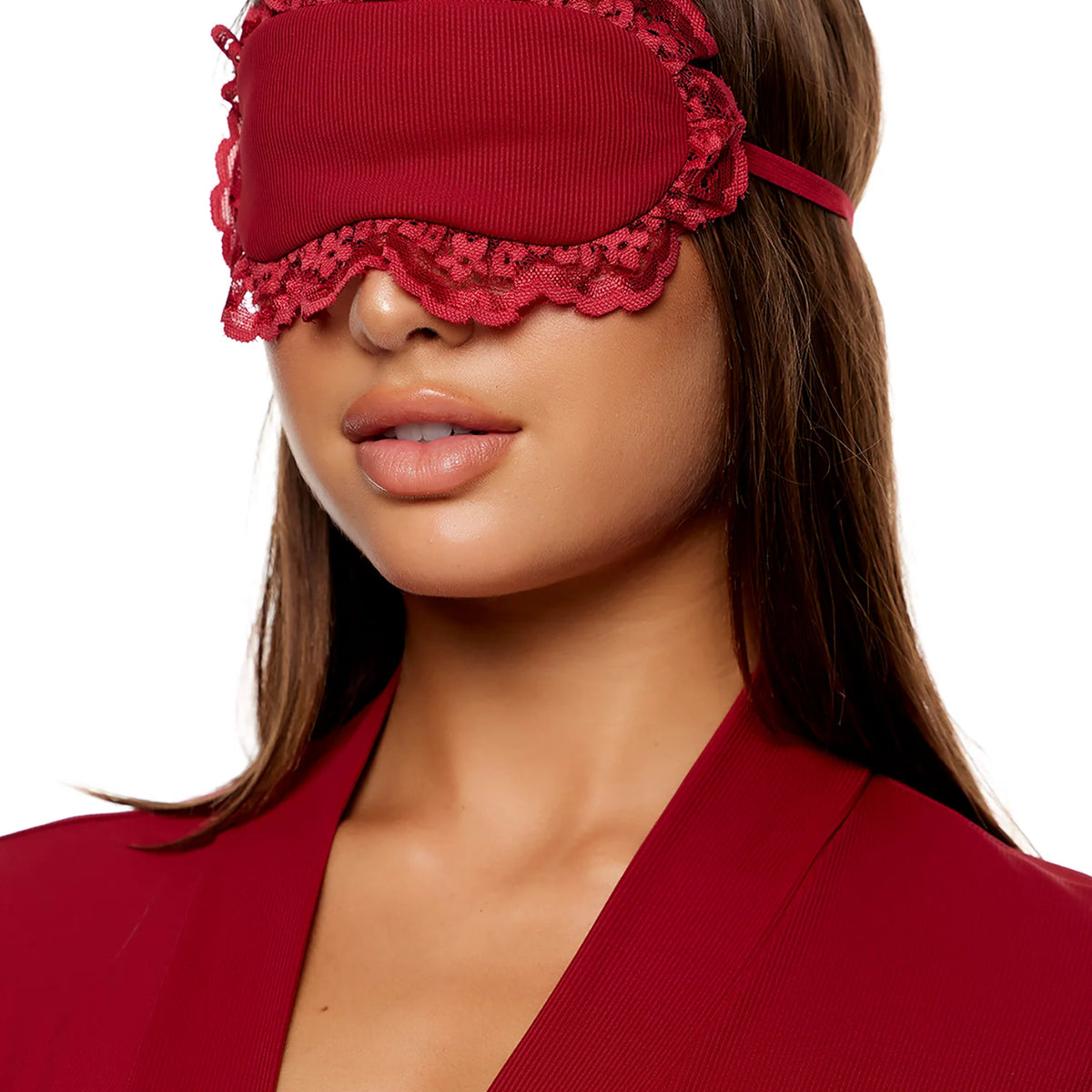Self care ribbed lace eye mask red 994831
