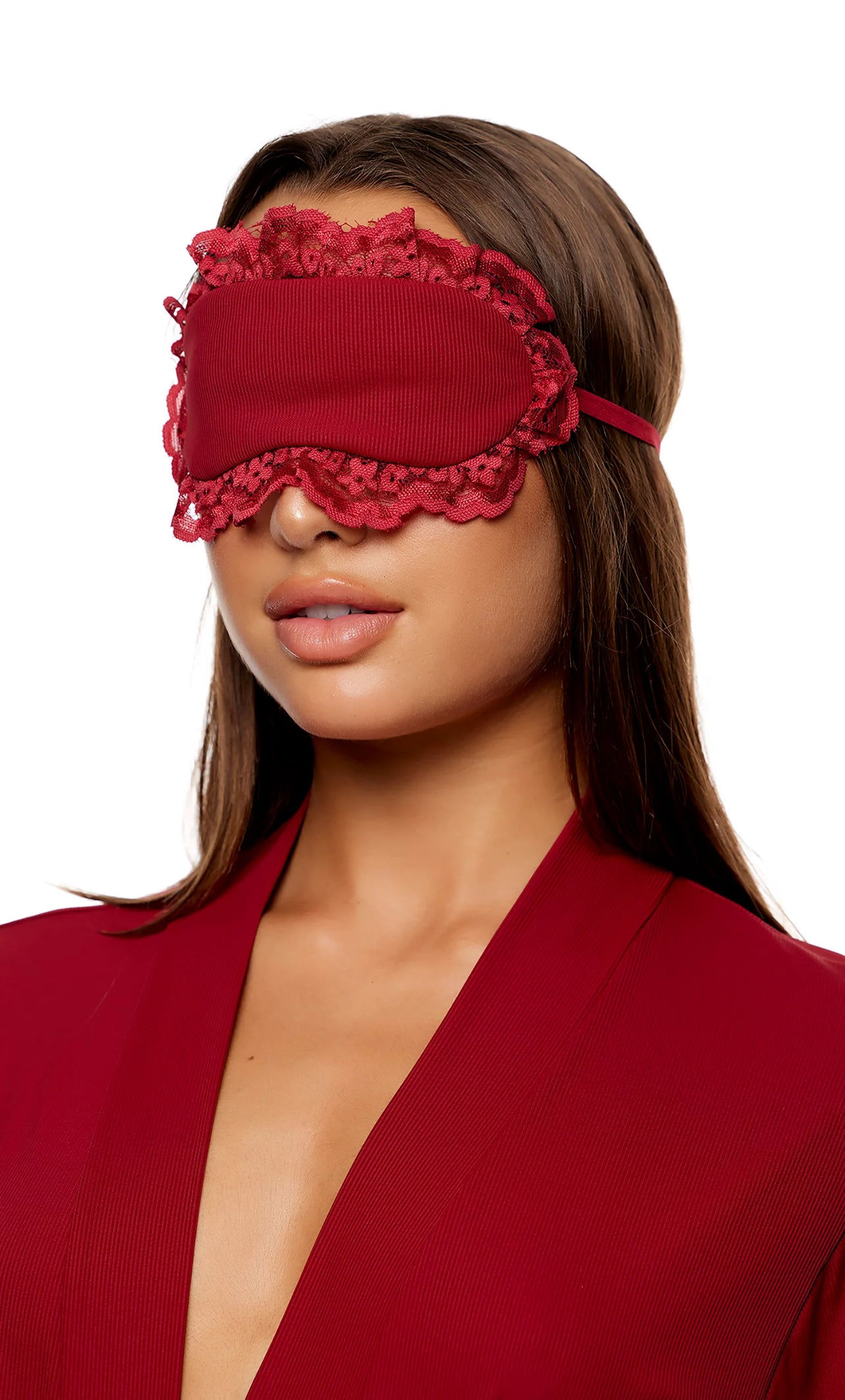 Self care ribbed lace eye mask red 994831