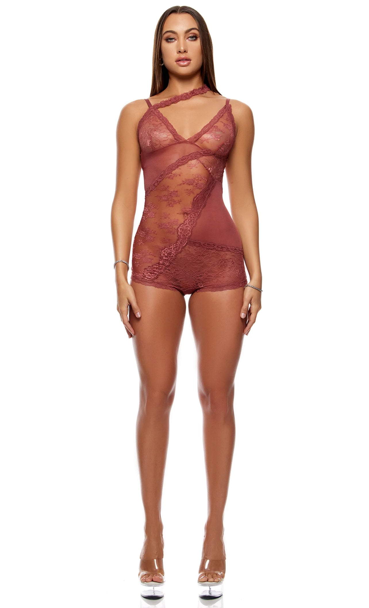 Patch of petals lace romper spice 775110