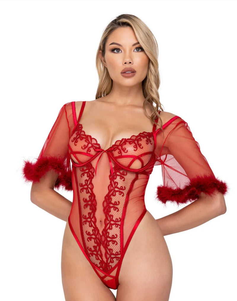 Rouge Bow Teddy with Sleeves