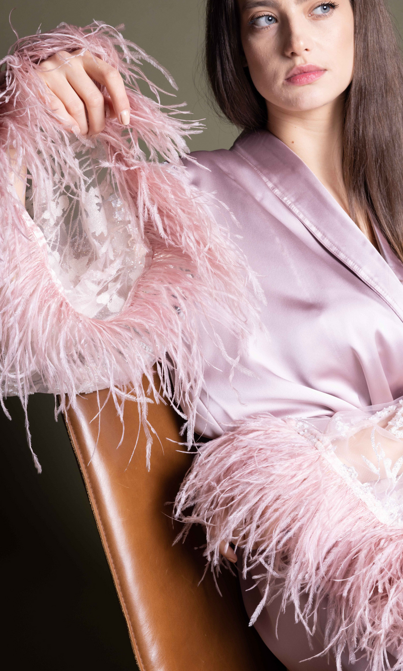 LIGHT PINK SILK ROBE