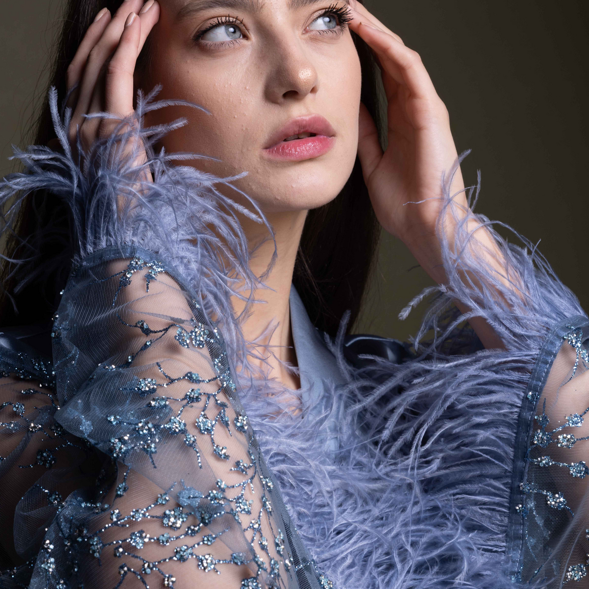 LONG SILK BRIDAL BLUE ROBE (TWIHLIGHT)