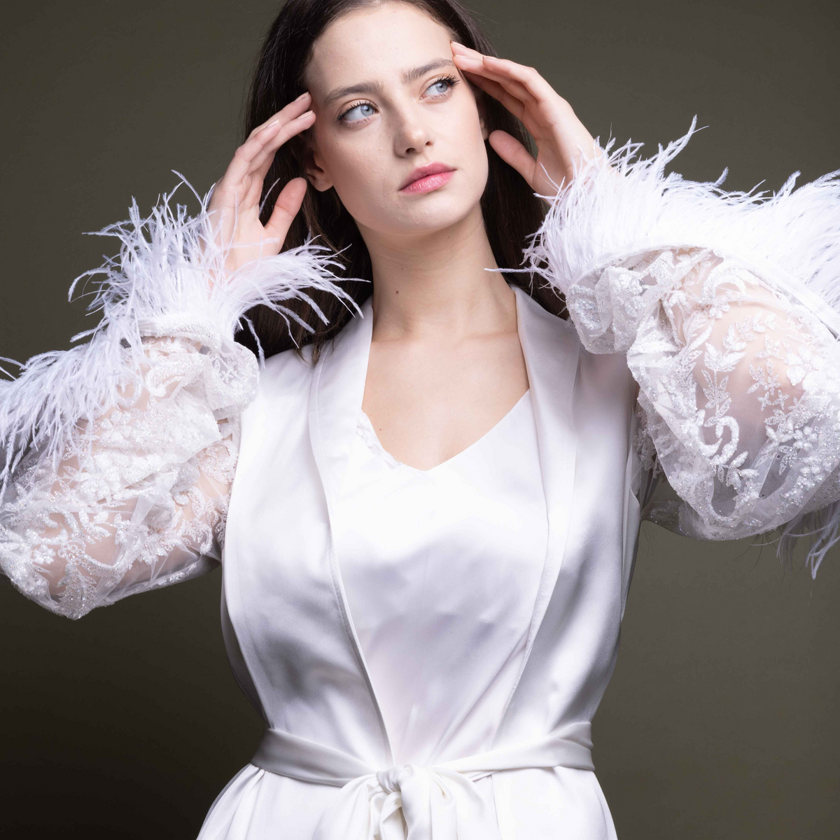 SILK ROBE WITH FEATHERS