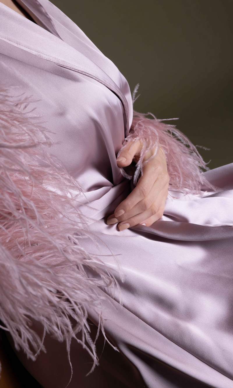 LIGHT PINK SILK ROBE