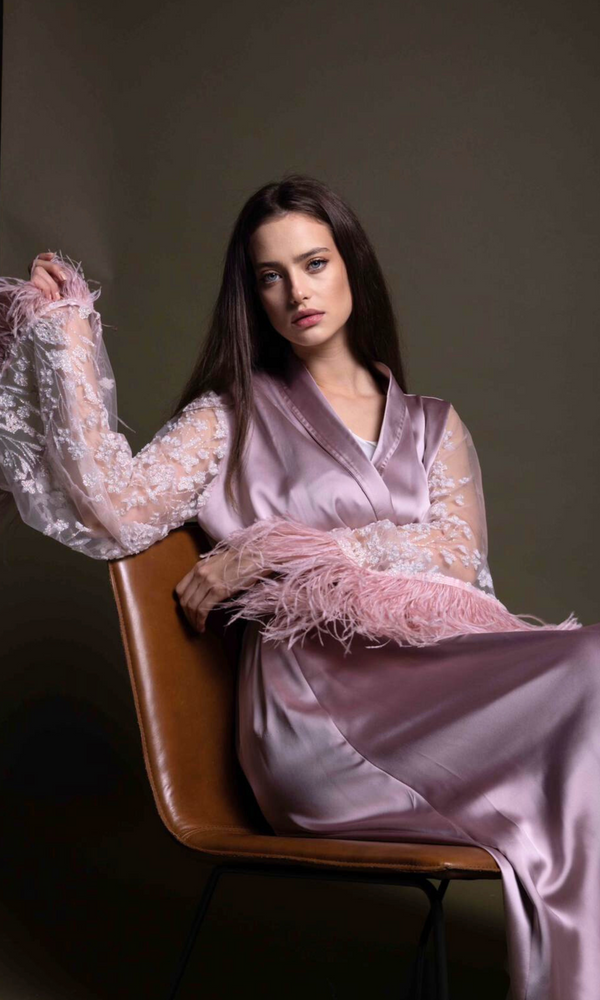 LIGHT PINK SILK ROBE