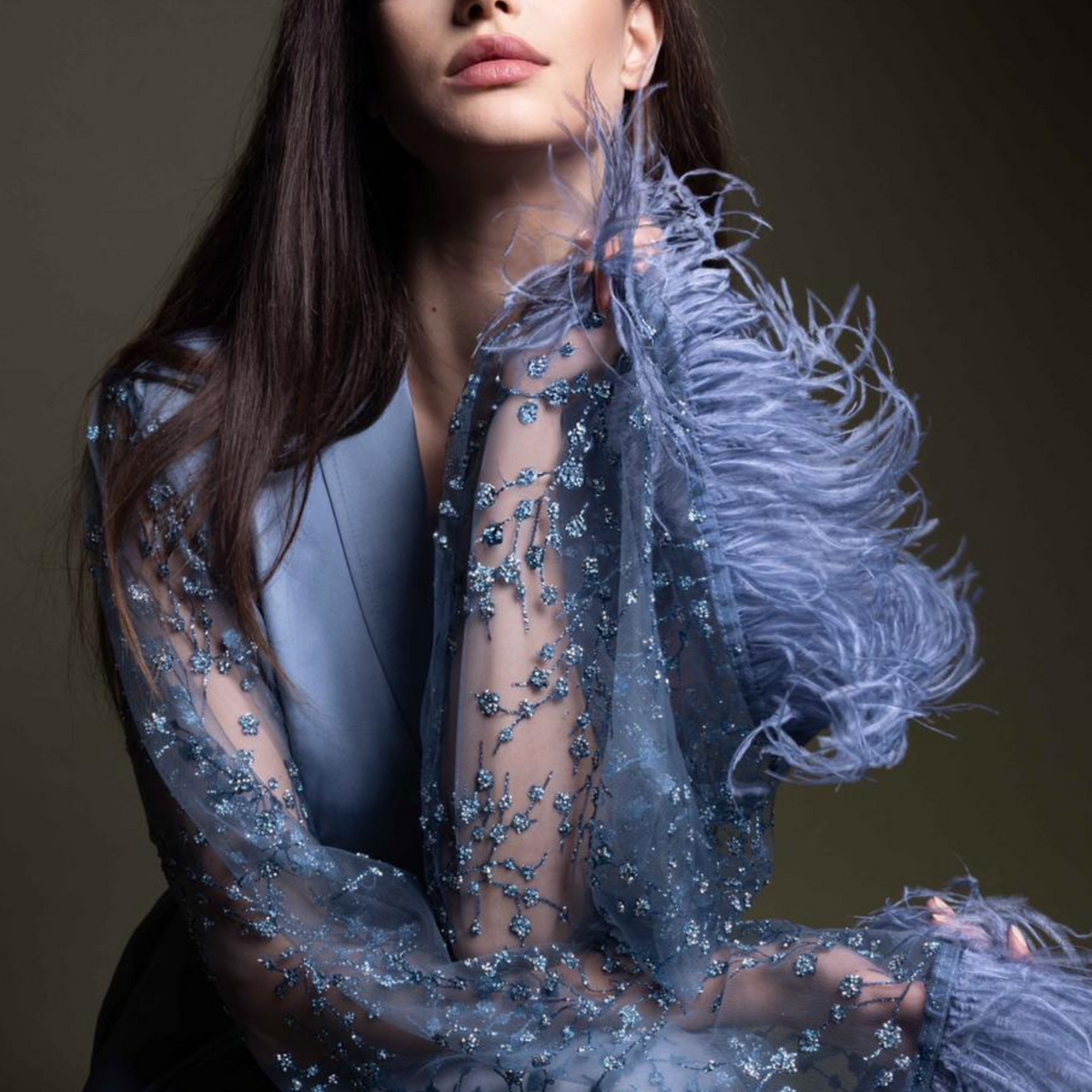 LONG SILK BRIDAL BLUE ROBE (TWIHLIGHT)