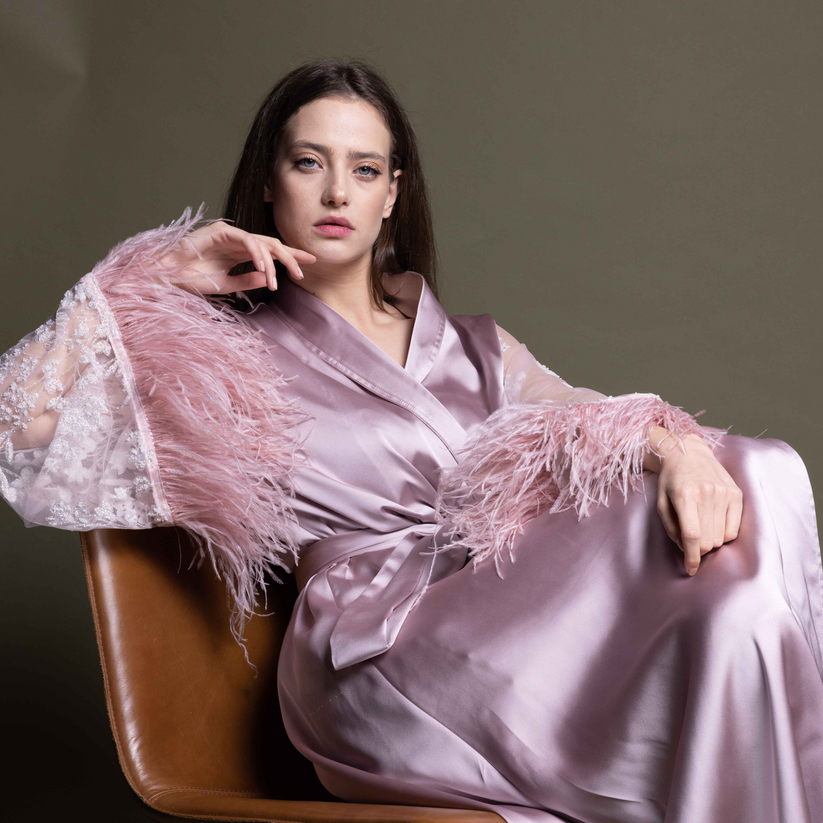 LIGHT PINK SILK ROBE