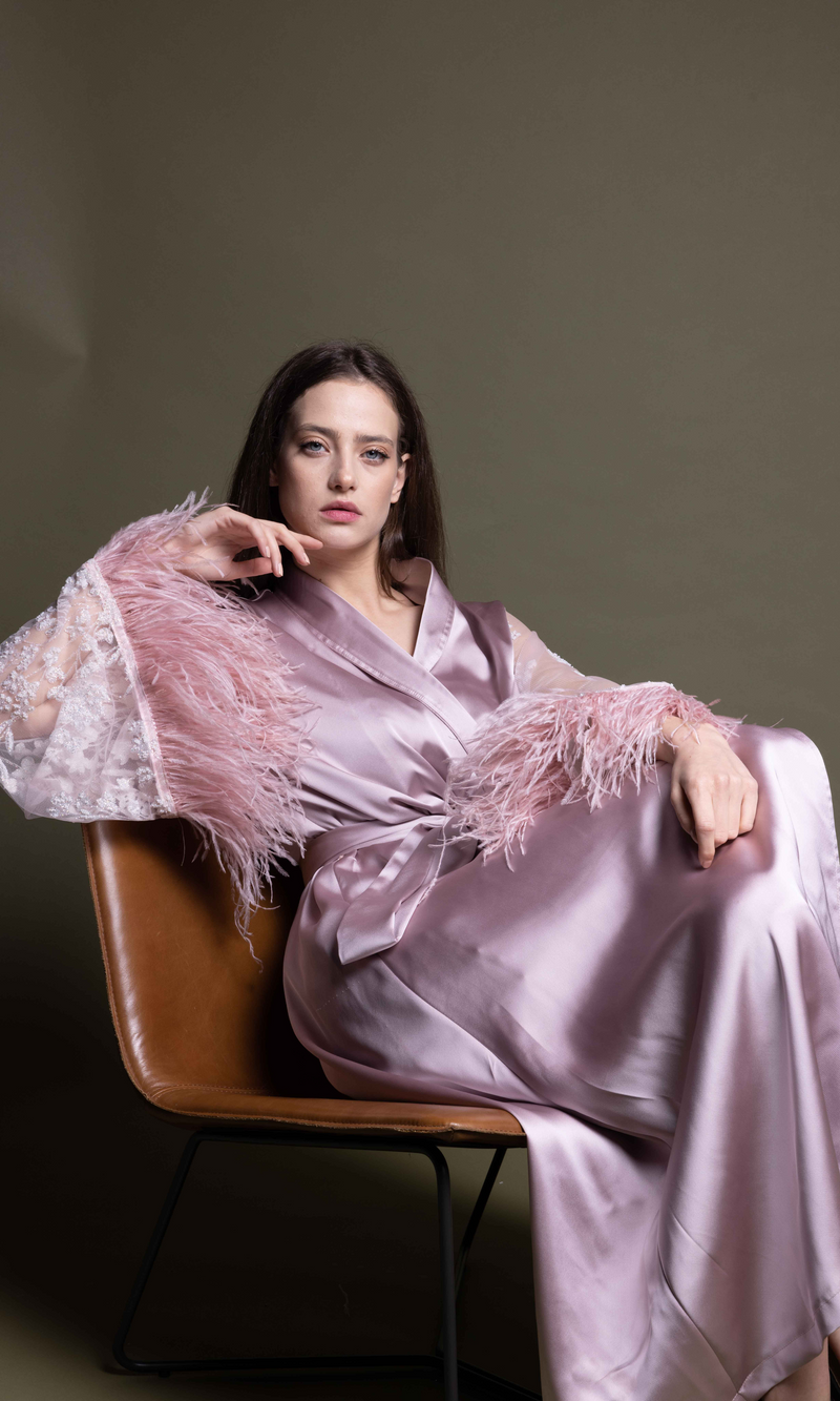LIGHT PINK SILK ROBE