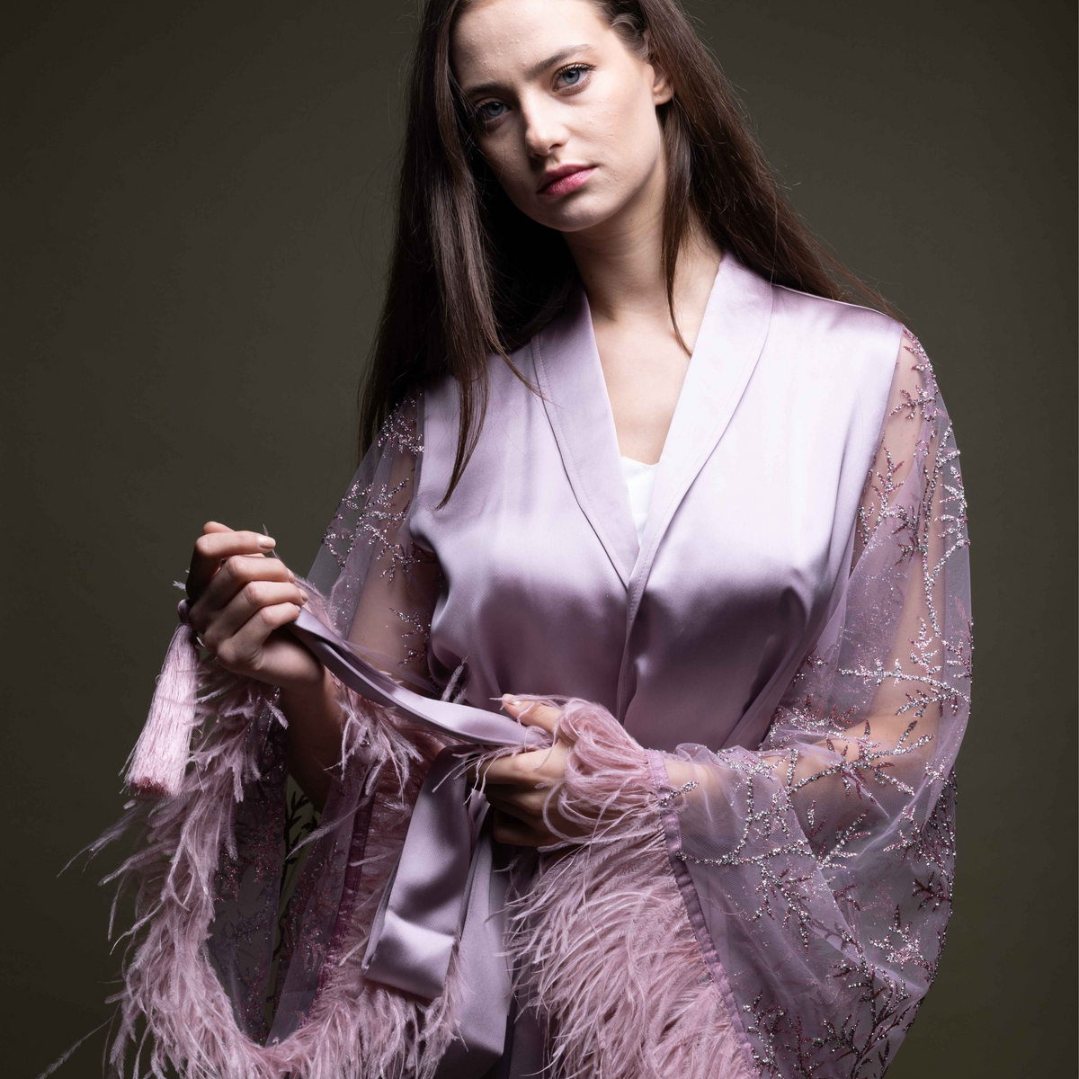 PINK SILK ROBE