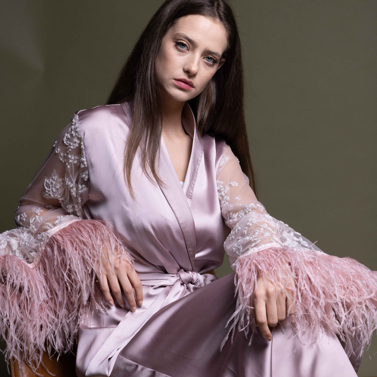LIGHT PINK SILK ROBE