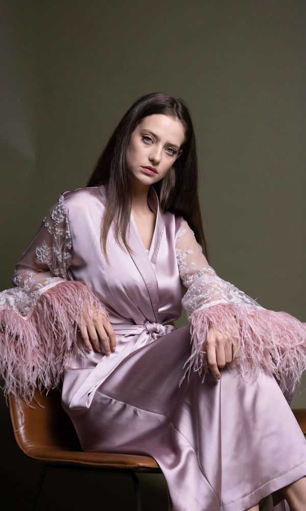 LIGHT PINK SILK ROBE