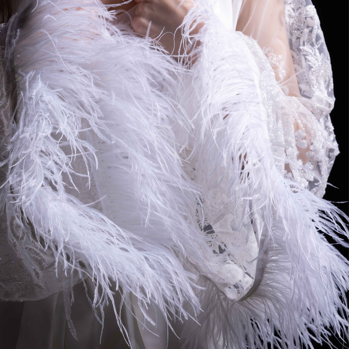SILK ROBE WITH FEATHERS