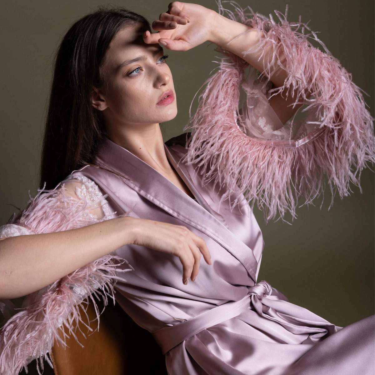 LIGHT PINK SILK ROBE