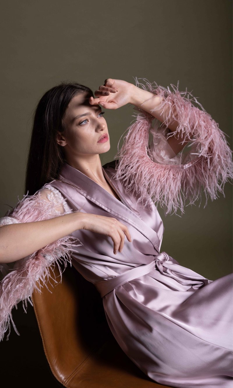 LIGHT PINK SILK ROBE
