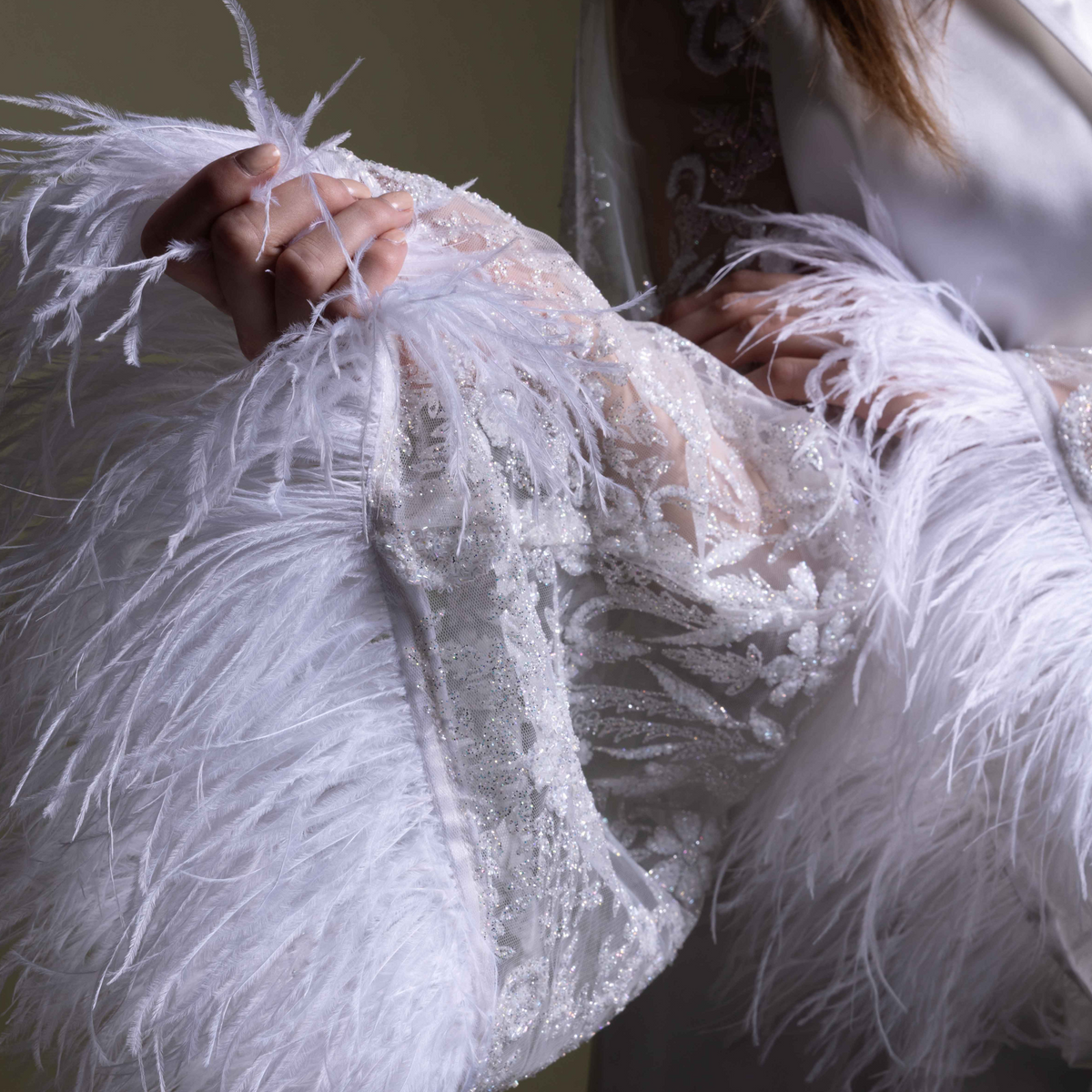 SILK ROBE WITH FEATHERS
