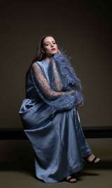 LONG SILK BRIDAL BLUE ROBE (TWIHLIGHT)