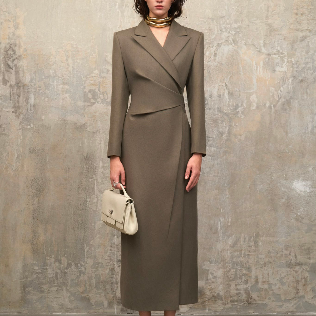 Veiled Long Sleeve Ash Grey Dress (Pre-order)