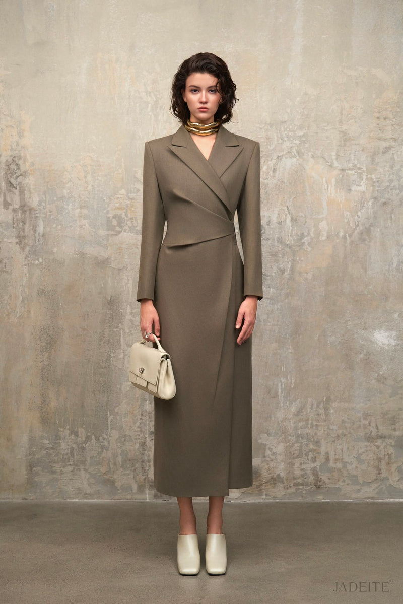 Veiled Long Sleeve Ash Grey Dress (Pre-order)