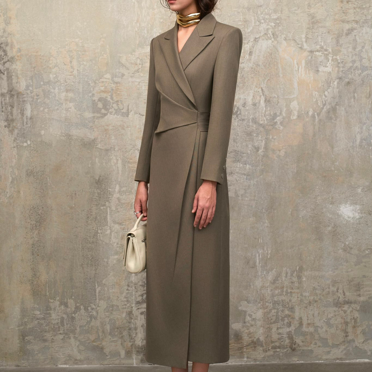 Veiled Long Sleeve Ash Grey Dress (Pre-order)