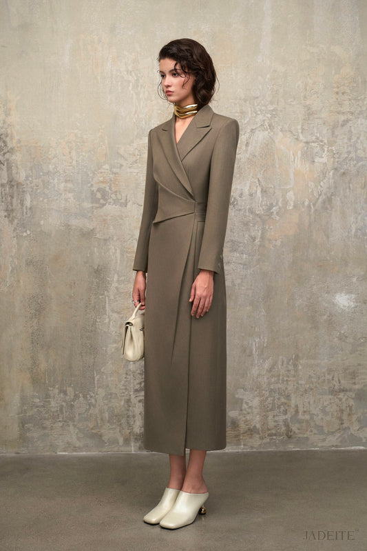 Veiled Long Sleeve Ash Grey Dress (Pre-order)