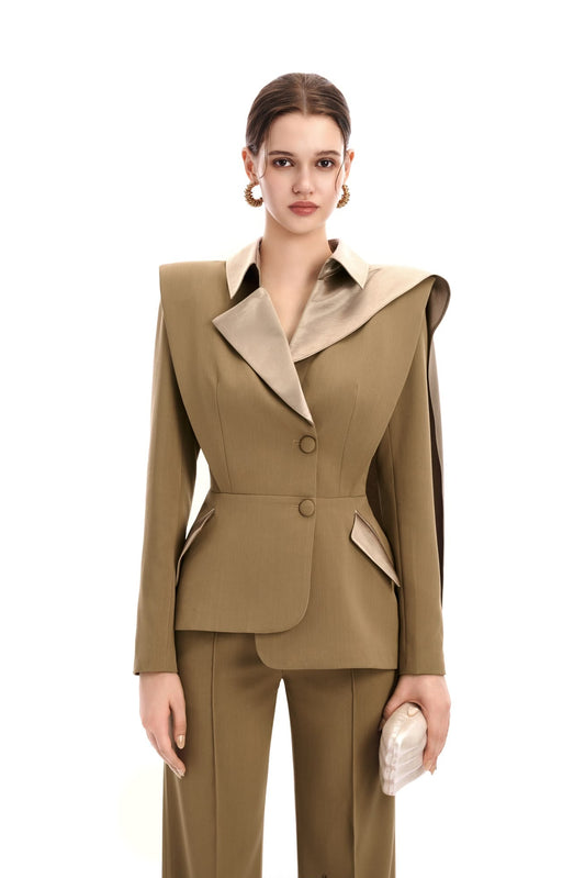 Classic Brown Cape Blazer (Pre-order)
