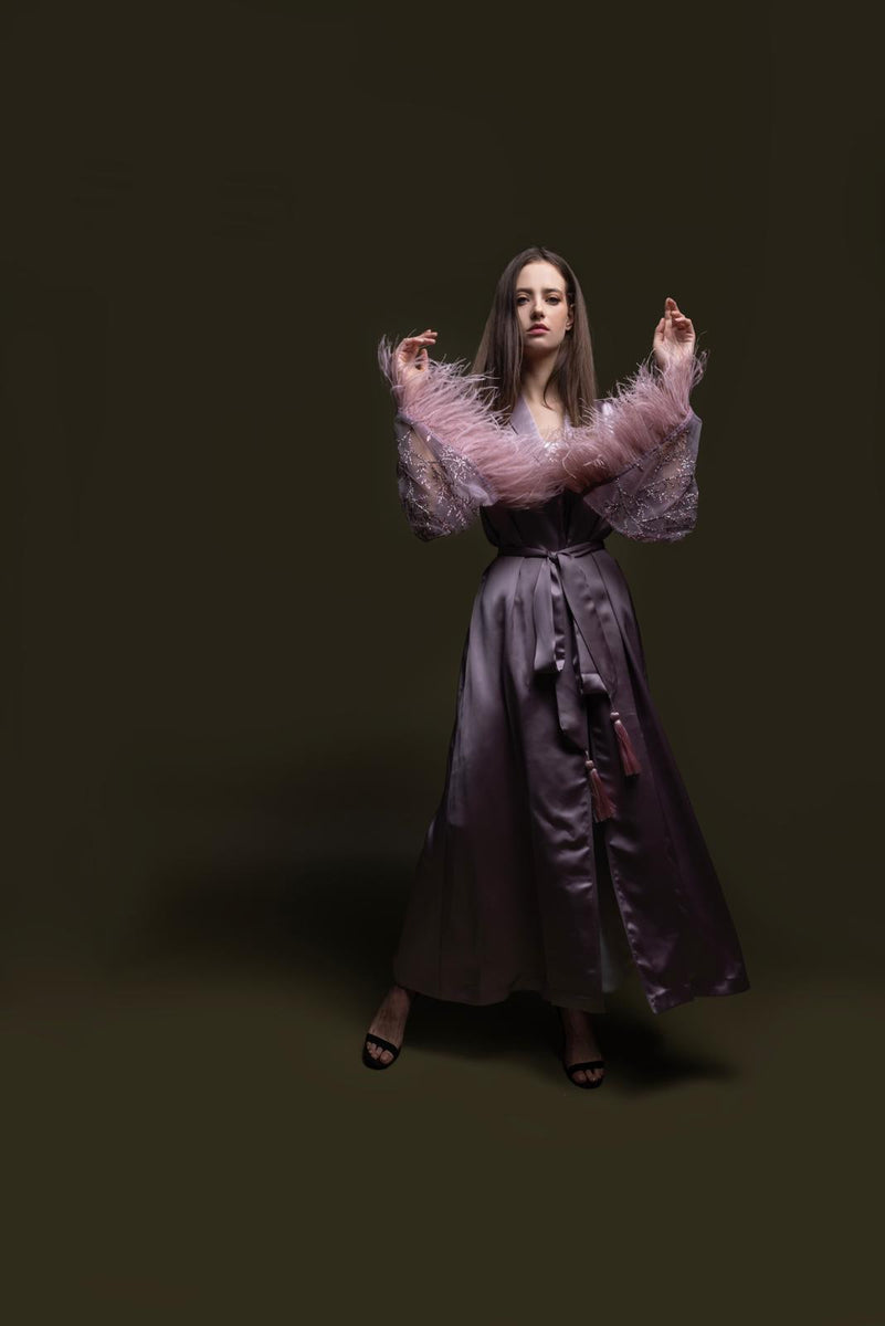 PINK SILK ROBE