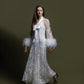 LACE ROBE WITH FEATHER