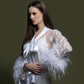 LACE ROBE WITH FEATHER