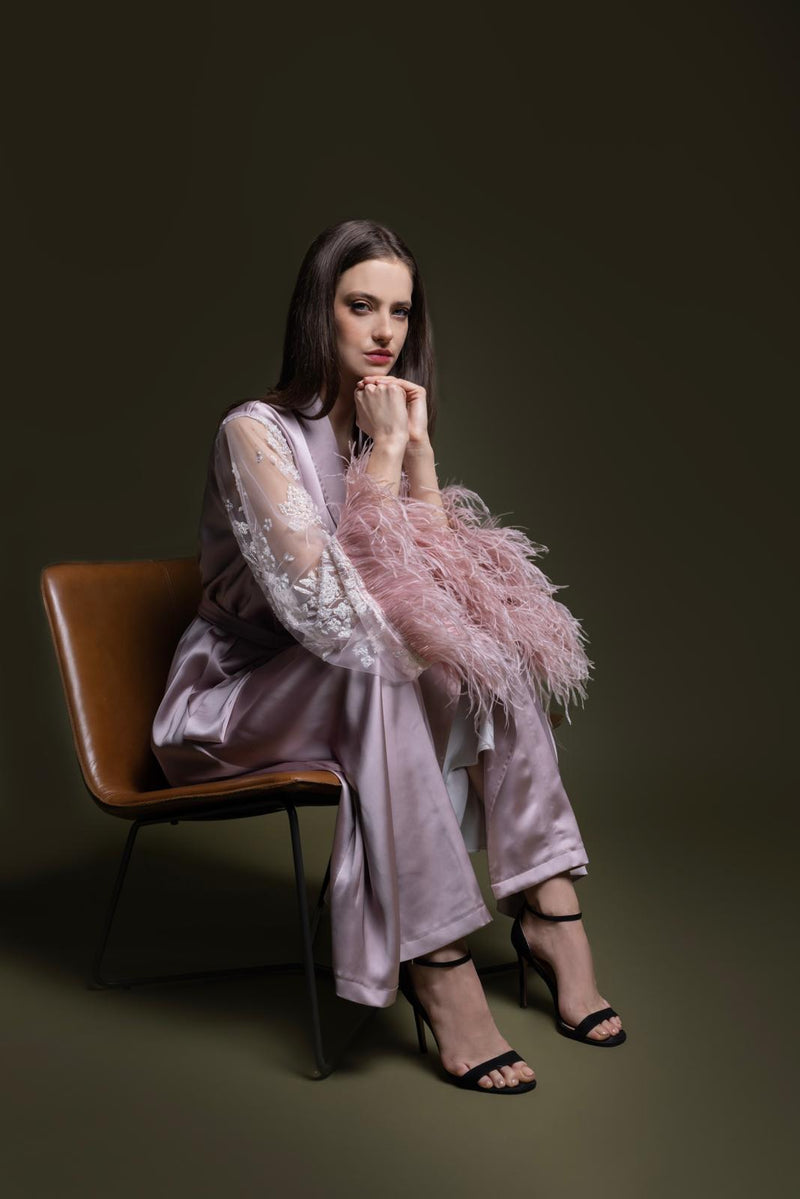 LIGHT PINK SILK ROBE