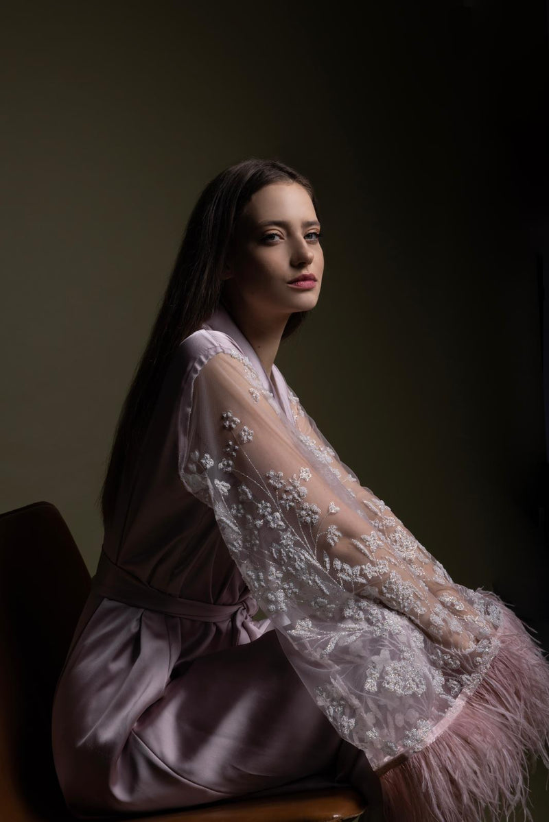 LIGHT PINK SILK ROBE